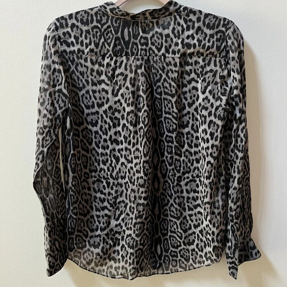 BCBG MAXAZRIA Anderson Silk Button Up Top Womens Small Leopard Shirt Blouse - Picture 9 of 11